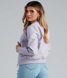 Sleek Look Faux Leather Bomber Jacket