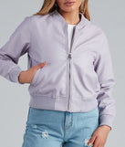 Sleek Look Faux Leather Bomber Jacket