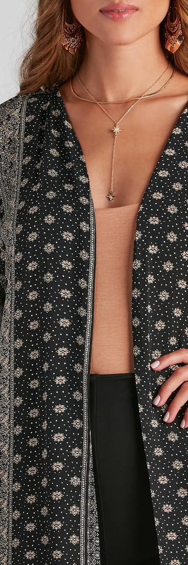 Boho In The City Print Woven Kimono