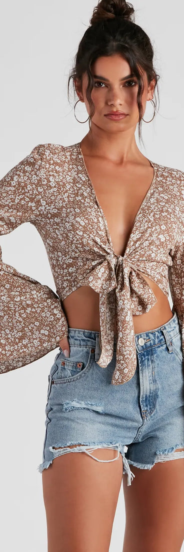 Babe Town Floral Tie Front Top