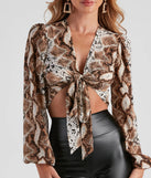 Scale Back Snake Tie-Front Top
