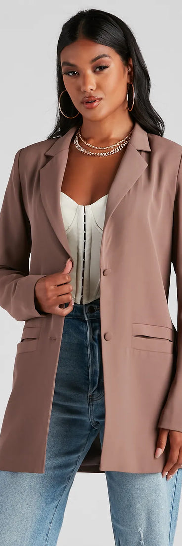 Seriously Chic Woven Long Blazer