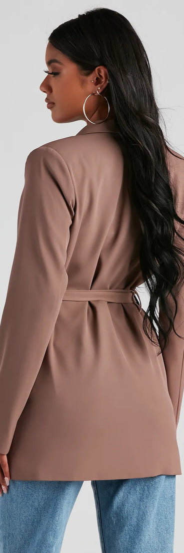 Seriously Chic Woven Long Blazer