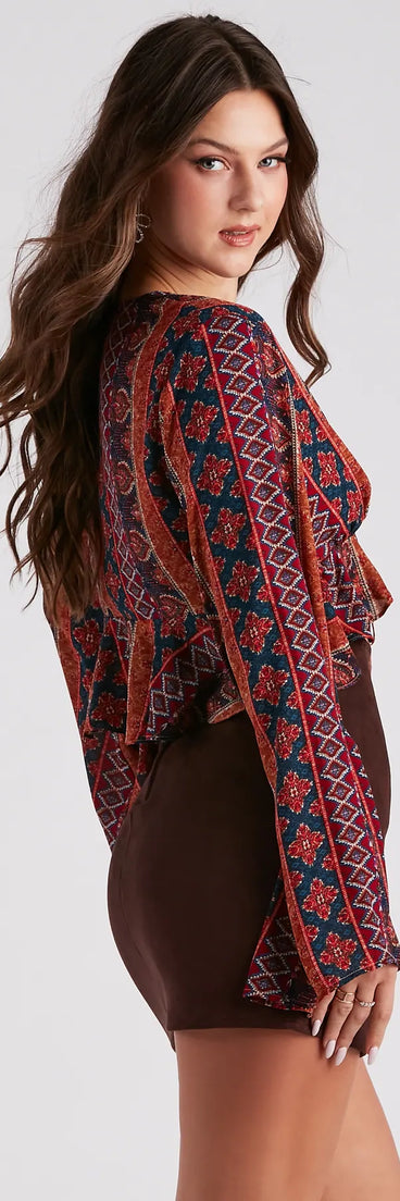 Boho Beauty Tie-Front Crop Top
