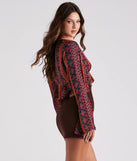 Boho Beauty Tie-Front Crop Top