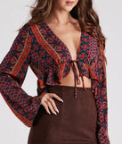 Boho Beauty Tie-Front Crop Top