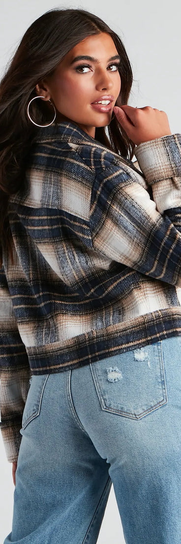 Keep It On Check Plaid Crop Jacket
