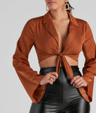 Smooth Talker Satin Tie-Front Top