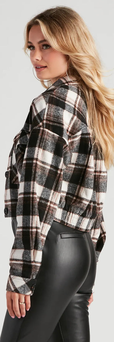 Love For Fall Plaid Cropped Shacket