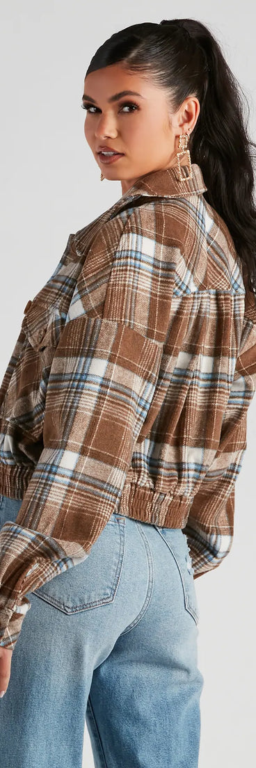 Autumn Nights Plaid Cropped Shacket