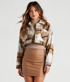Always In Plaid Woven Crop Shacket