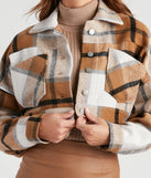 Always In Plaid Woven Crop Shacket