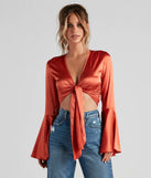 Speechless Satin Tie-Front Top