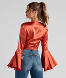 Speechless Satin Tie-Front Top