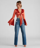 Speechless Satin Tie-Front Top