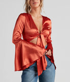 Speechless Satin Tie-Front Top