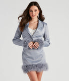 Fab Sass Marabou Trim Crop Blazer