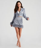 Fab Sass Marabou Trim Crop Blazer