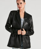 Keep It Trendy Oversized Faux Leather Blazer