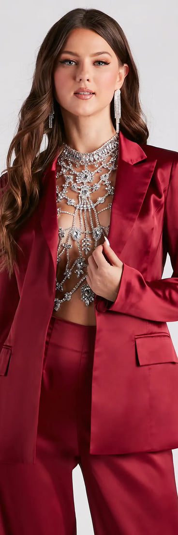 Elevated Details Sleek Satin Blazer