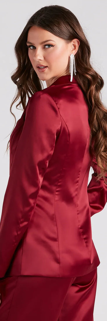 Elevated Details Sleek Satin Blazer