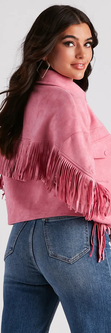 Festival 'Fit Fringe Cropped Shacket