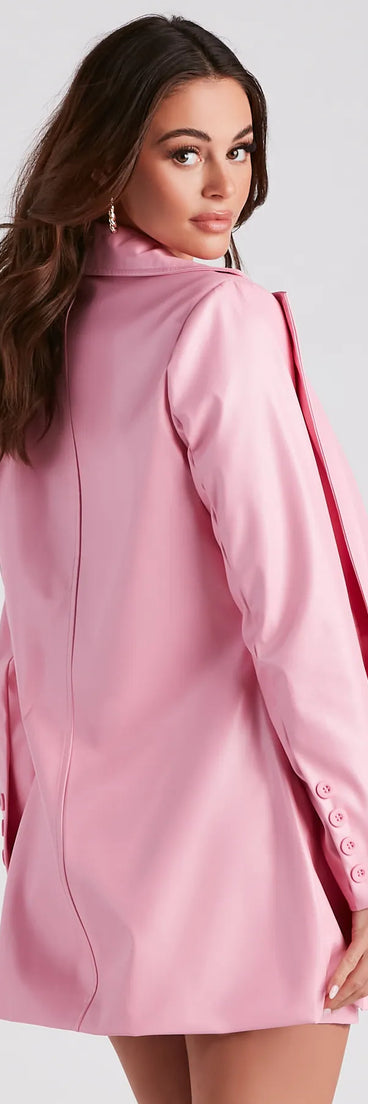 So Fabulous Faux Leather Blazer
