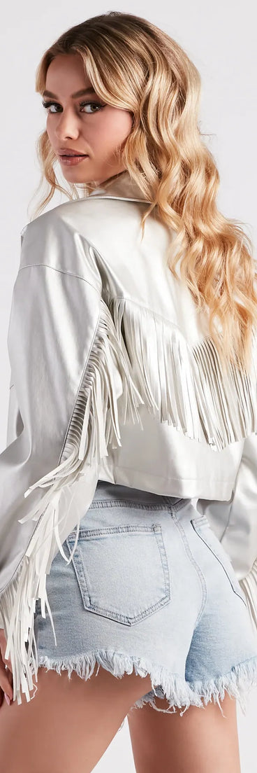 Wild Retro Faux Leather Fringe Jacket