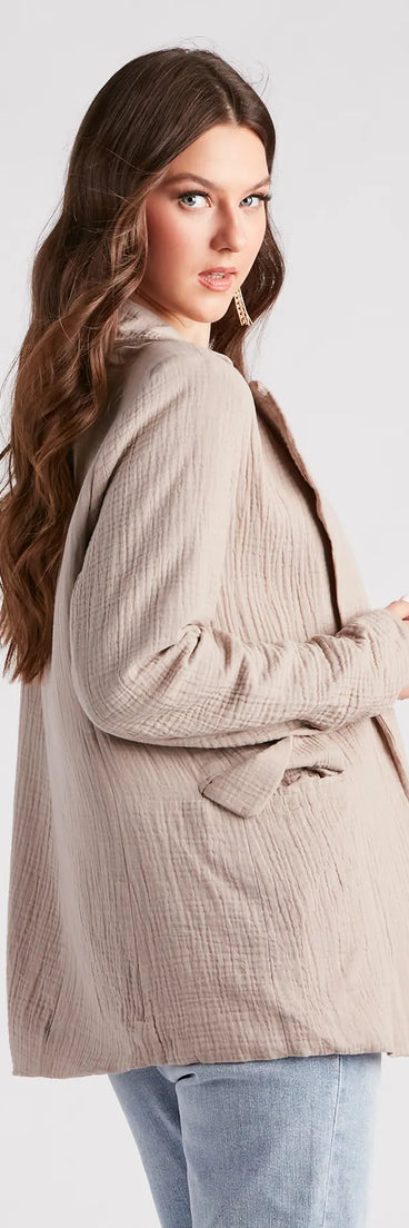 Talk Business Woven Casual Blazer