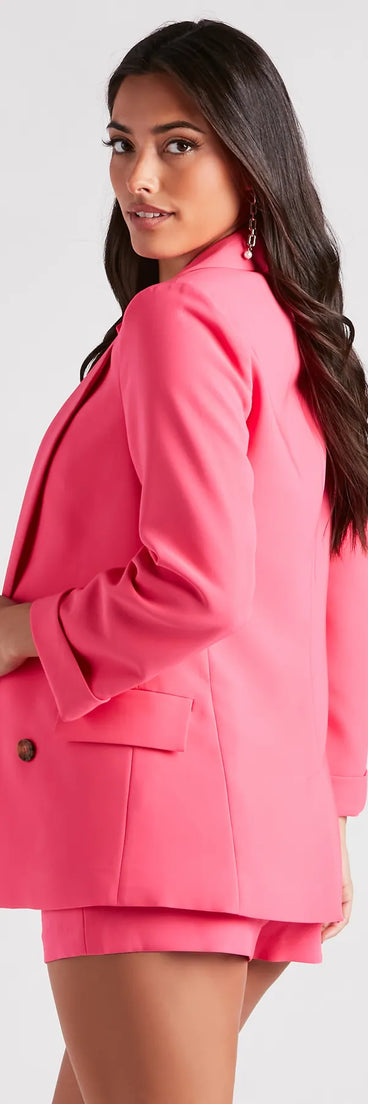 Business-Chic Double-Breasted Blazer