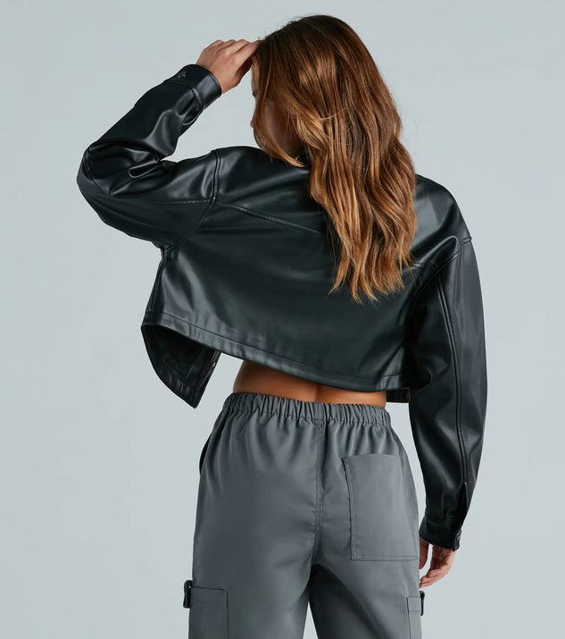 FAUX LEATHER TUCK ジャケット Edikted Thunder Washed Faux Leather Jacket | PacSun