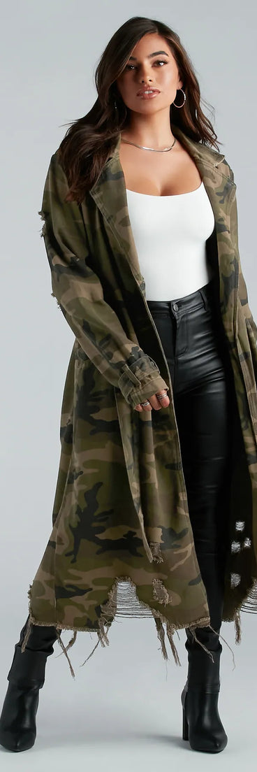 Salute Your Style Camouflage Belted Trench