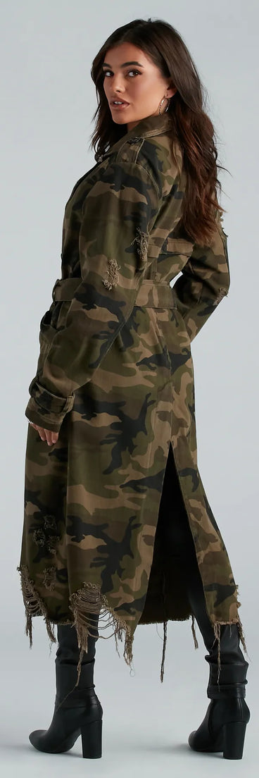 Salute Your Style Camouflage Belted Trench