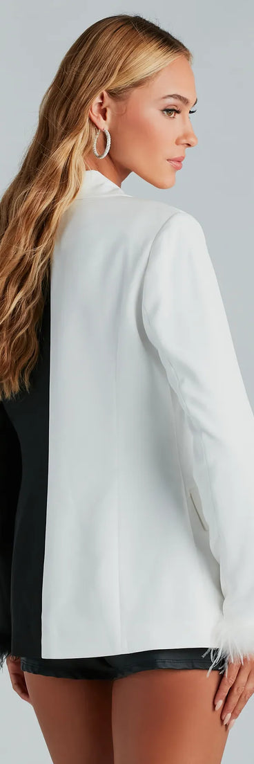 Bad Behavior Marabou Cuff Two-Tone Blazer