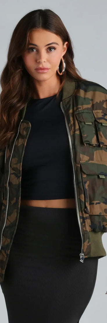Mission Accomplished Camouflage Bomber Jacket