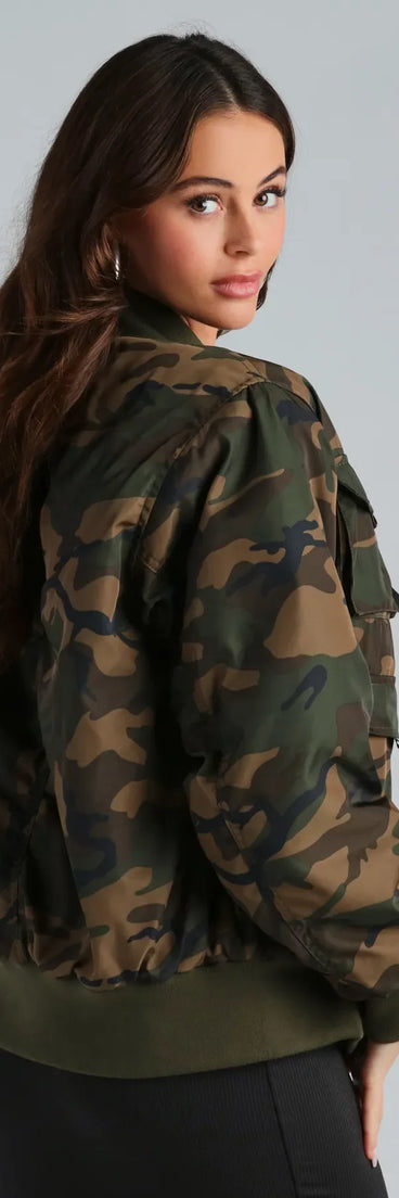 Mission Accomplished Camouflage Bomber Jacket