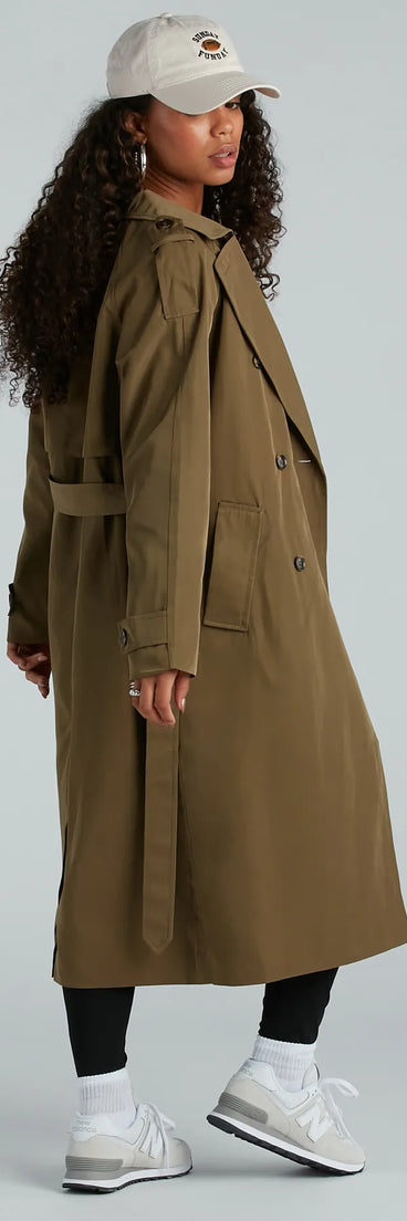Get A Clue Double Breasted Trench Coat