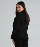 Get ready for any event with the Business Classy Woven Ruched Blazer in black, an essential start to creating a versatile outfit for women for parties, cocktail hours, or Valentine's Day events.