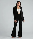Get ready for any event with the Business Classy Woven Ruched Blazer in black, an essential start to creating a versatile outfit for women for parties, cocktail hours, or Valentine's Day events.