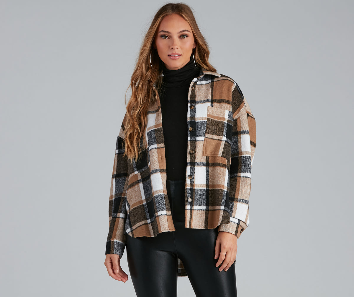 Mid Length Classic Plaid Shacket main image 0