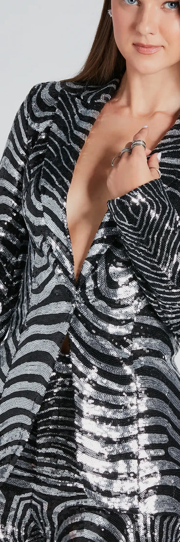 Make An Entrance Sequin Swirl Blazer