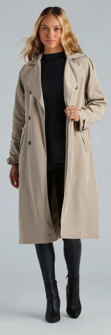 Get A Clue Double Breasted Trench Coat