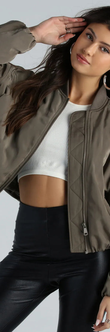 Coolest Vibes Zip-Front Bomber Jacket