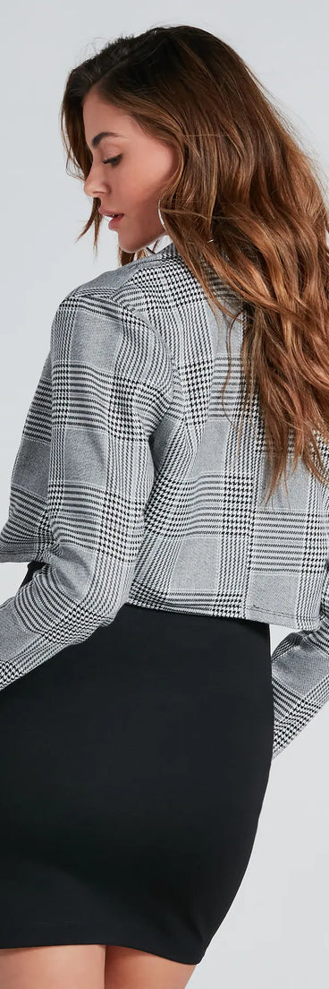 Here To Charm Glen Plaid Crop Blazer