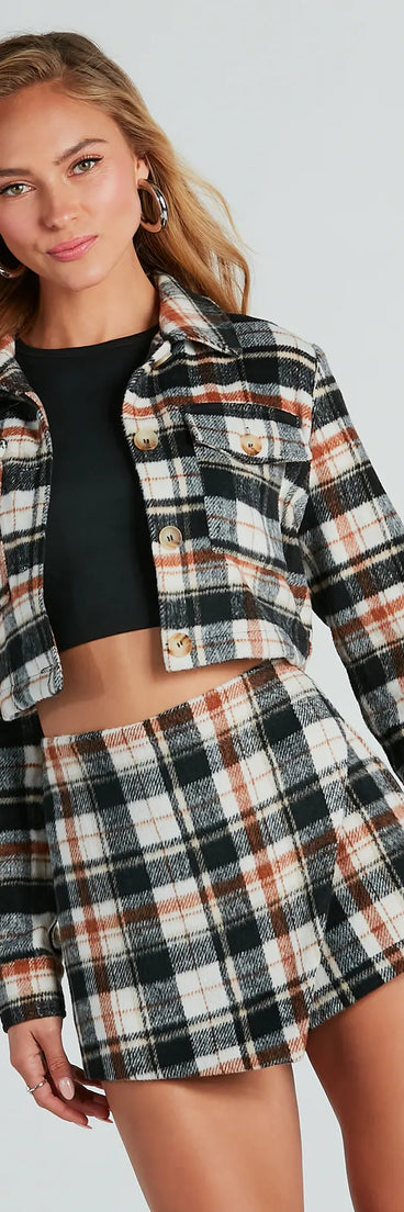 Cozy Trend Plaid Crop Shacket