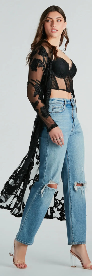 From The Garden Floral Embroidered Long Duster