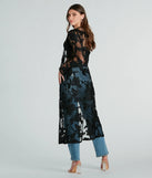 From The Garden Floral Embroidered Long Duster