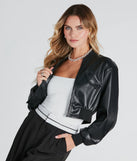 Cool Streets Faux Leather Crop Bomber Jacket