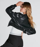 Cool Streets Faux Leather Crop Bomber Jacket