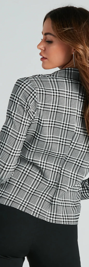 Uptown Attitude Plaid Crop Blazer